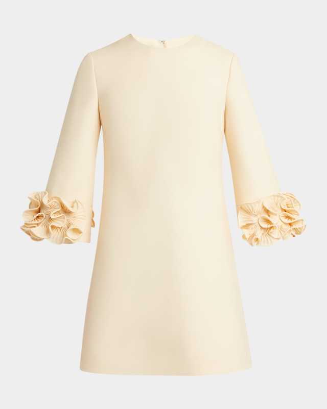 Ruffle Cuff Crepe Couture Short Dress